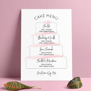 Feminine Blush Pink Script Cake Flavor Menü Poster