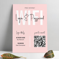 Feminine Blush Pink WIFI Passwort Scan QR Code