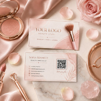 Feminine Blush Roségold-QR-Code-Salon-Branding Visitenkarte