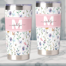 Feminine Boho Botanical Script Monogram