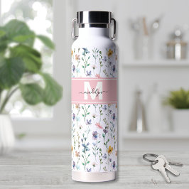 Feminine Boho Botanical Script Monogram Trinkflasche