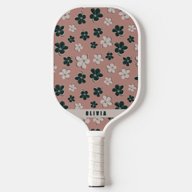 Feminine Boho Floral Pastel Pink Pickleball Paddle (Vorderseite)
