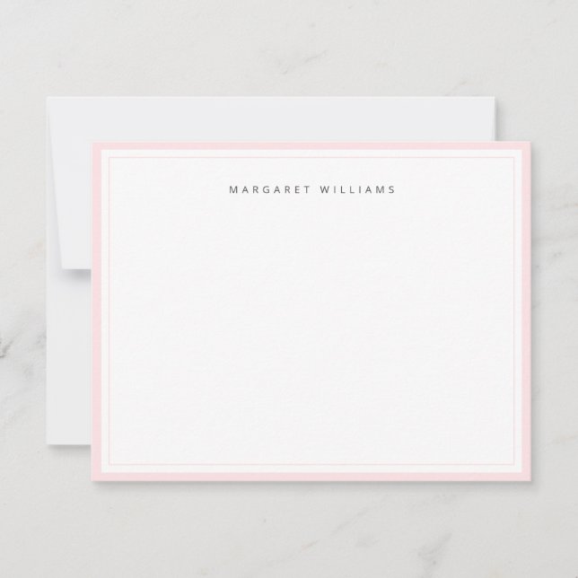 Feminine Chic Blush Pink Border Minimalistisch Mitteilungskarte (Vorderseite)