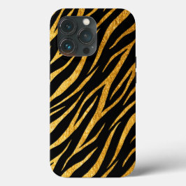 Feminine Chic Luxury Black Gold Klasse Zebra Print iPhone 16 Hülle