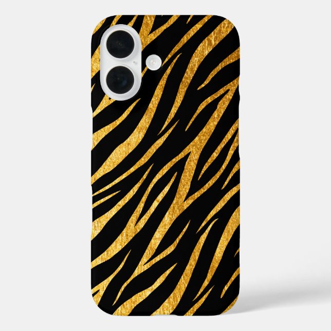 Feminine Chic Luxury Black Gold Klasse Zebra Print Case-Mate iPhone Hülle (Rückseite)