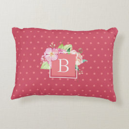 Feminine Chic Mit Monogramm Initial Pink Dot Flora Dekokissen