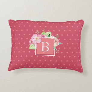 Feminine Chic Mit Monogramm Initial Pink Dot Flora Dekokissen
