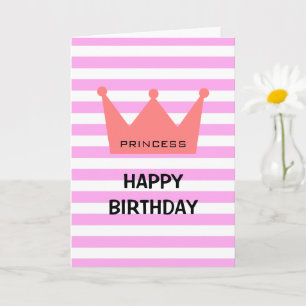 Feminine Chic Princess Happy Birthday Red Crown Karte