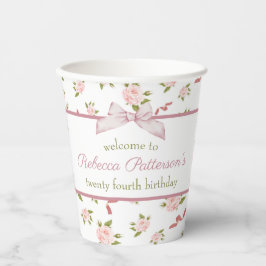 Feminine Coquette Vintag Floral Geburtstagsparty Pappbecher