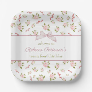 Feminine Coquette Vintag Floral Geburtstagsparty Pappteller
