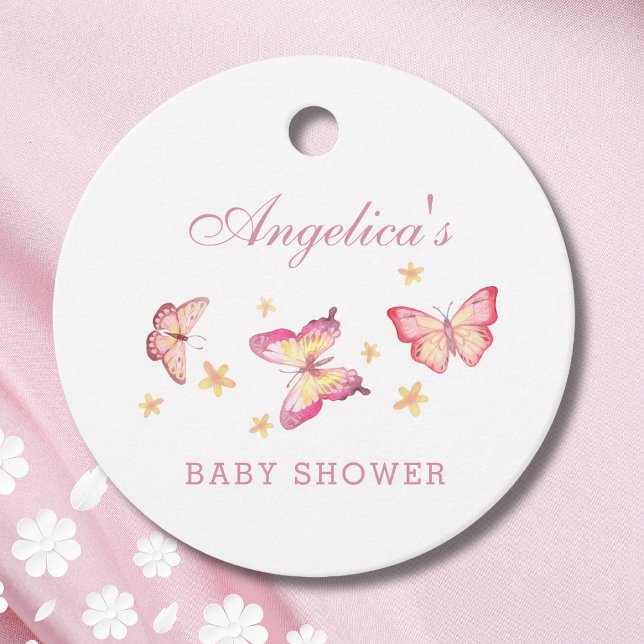 Feminine Dusty Pink Butterfly Baby Girl Dusche Geschenkanhänger (Von Creator hochgeladen)
