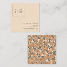 Feminine, einfache, moderne Boho-Floral-Logos Quadratische Visitenkarte