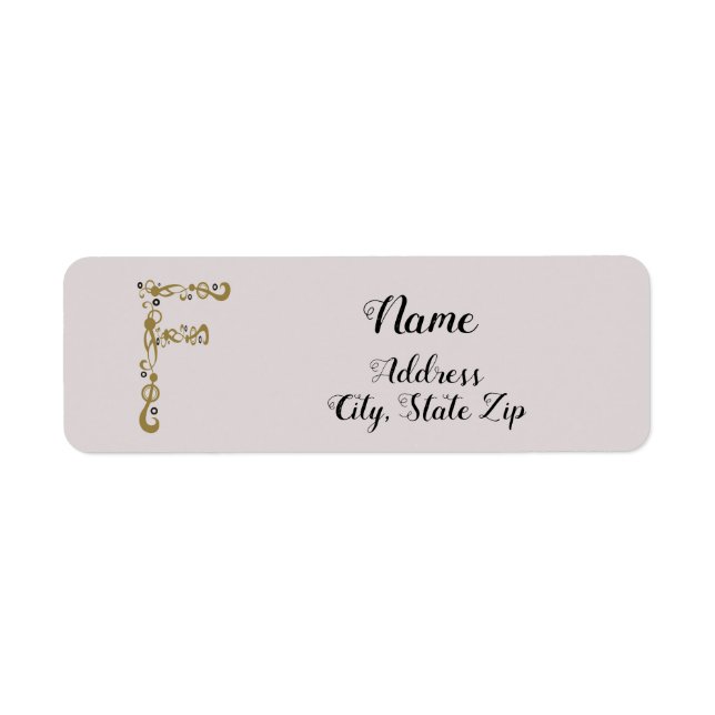 Feminine Elegant Gold Letter F Monogram Initial (Vorne)
