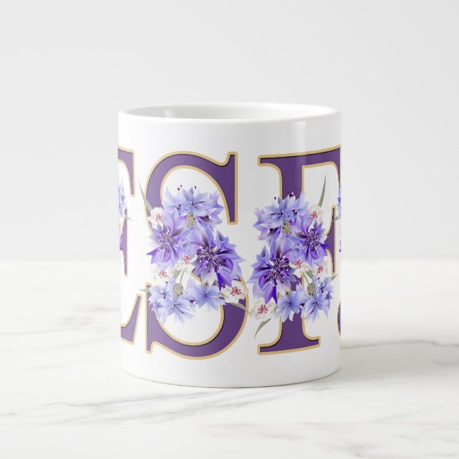 Feminine ESFJ Floral Letter MBTI Riesenkaffee Tass Jumbo-Tasse (Vorderseite)