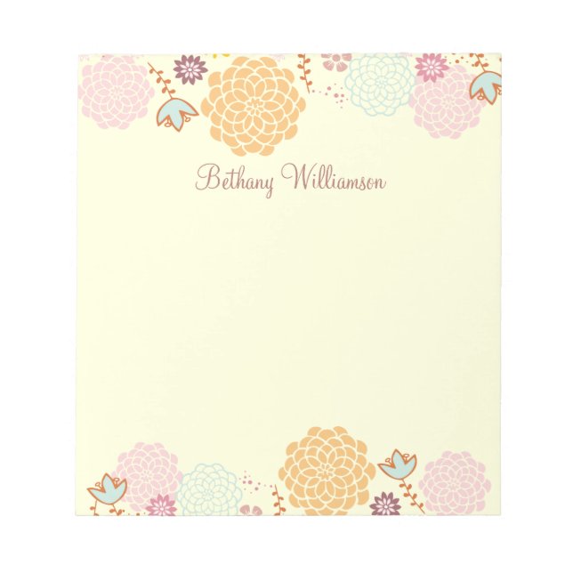 Feminine Extravagant Moderne Blumenwelt Personalis Notizblock (Vorderseite)