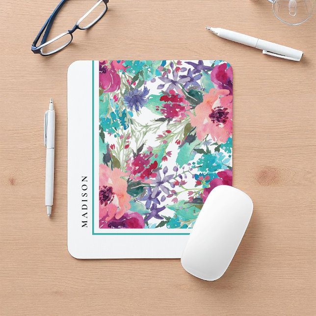 Feminine Farbenfrohe Blumenmuster Mousepad (Von Creator hochgeladen)