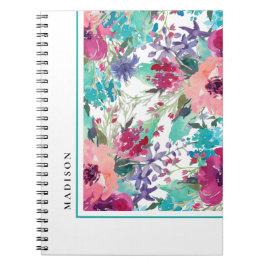 Feminine Farbenfrohe Blumenmuster Notizblock