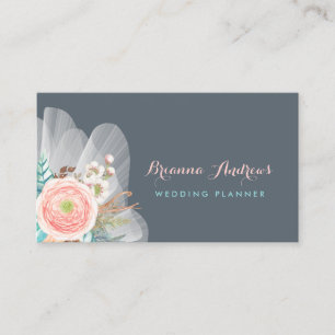 Feminine Floral Bouquet Elegantes Hochzeitsplaner Visitenkarte