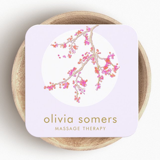 Feminine Floral Pink Cherry Blossom Quadratische Visitenkarte (Von Creator hochgeladen)