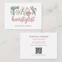 Feminine Florale Friseur QR-Code Visitenkarte