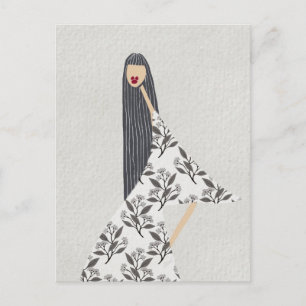 Feminine Florale Glamour Mode Illustrationskunst Postkarte