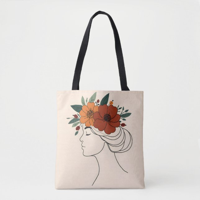 Feminine Floraltasche – Blumenillustration  (Vorderseite)