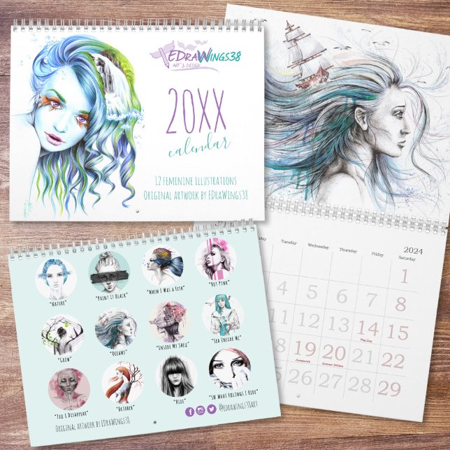 Feminine Girl Original Illustrations art Artist Kalender (Von Creator hochgeladen)