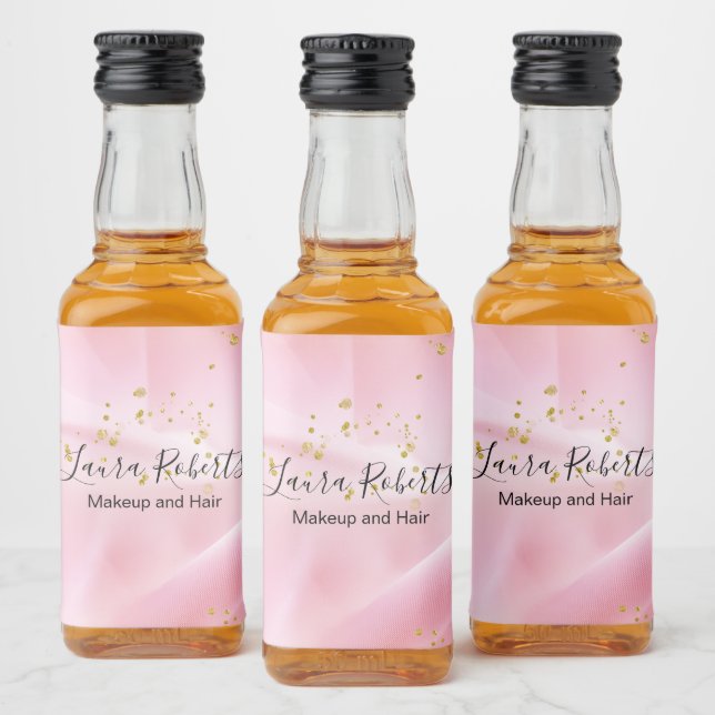 Feminine Gold und Rosa Glitzer Alkoholflaschenetikett (Flaschen)