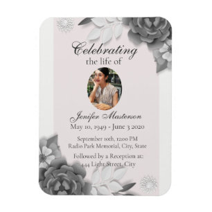 Feminine Gray Pink Blumenfeier Magnet