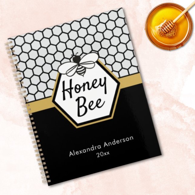 Feminine Honey Bee Apiary Honeycomb Black Gold Planer (Feminine Honey Bee Apiary Honeycomb Black Gold Planner)