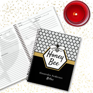 Feminine Honey Bee Apiary Honeycomb Black Yellow Notizbuch