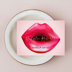 Feminine Hot Pink Lips Makeup Artist Beauty Visitenkarte