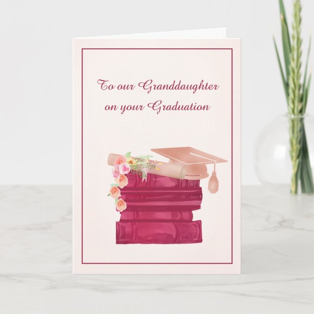 Feminine hübsche rosa Abschlussfeier Karte (Vorderseite)