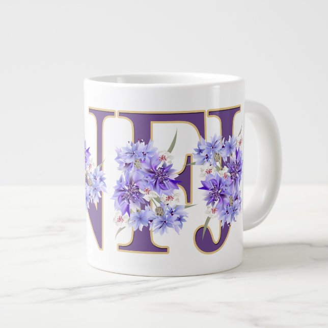 Feminine INFJ Floral Letter MBTI Riesenkaffee Tass Jumbo-Tasse (Vorderseite Rechts)