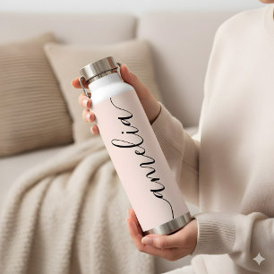 Feminine Kalligrafie Moderne Rosa Trinkflasche