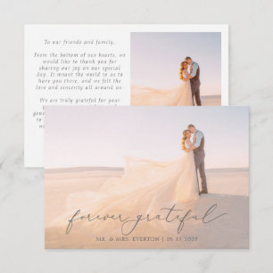 Feminine Kalligrafie Vollblutung Foto Hochzeit als Dankeskarte