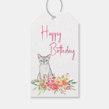 Feminine Katzen und Blume - Geschenkmarke