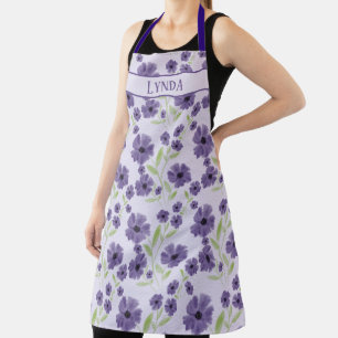 Feminine Lila Green Floral Kitchart Schürze