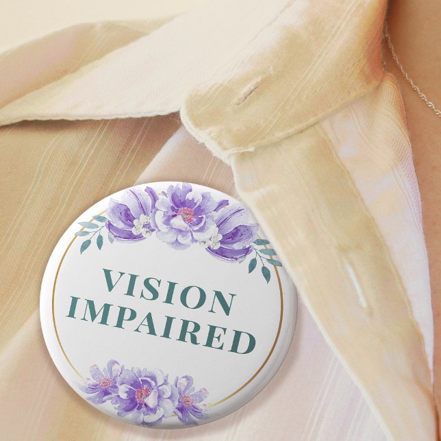 Feminine Lila Rosen Florale Sehbehinderung Button (Feminine Purple Rose Floral Vision Impaired Button)