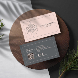 Feminine Lotus Boho Yoga Pilates QR-Code Rosé Visitenkarte