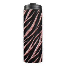Feminine Luxury Black Rose Gold Klasse Zebra Print Thermosbecher