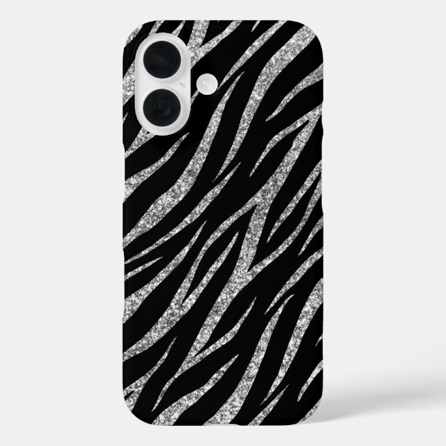 Feminine Luxury Black & Silver Klasse Zebra Print Case-Mate iPhone Hülle (Rückseite)