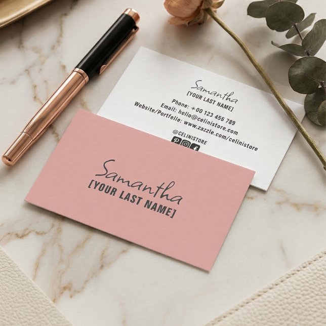 Feminine Minimalist Business Card | Rose Beige Visitenkarte (Feminine Minimalist Business Card  Rose Beige)