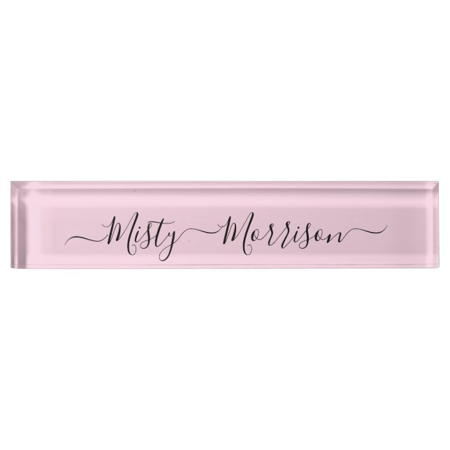 Feminine Minimalistisch Modern Pink Script Individ Namensplakette (Vorderseite)