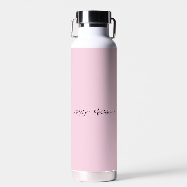 Feminine Minimalistisch Modern Pink Script Individ Trinkflasche (Vorne)