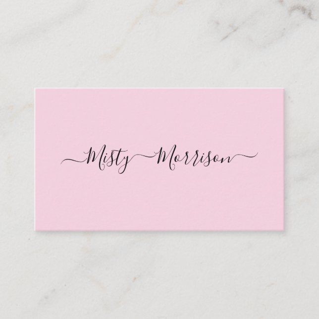 Feminine Minimalistisch Modern Pink Script Individ Visitenkarte (Vorderseite)