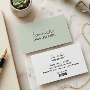 Feminine Minimalistische Visitenkarte   Dusty Sage