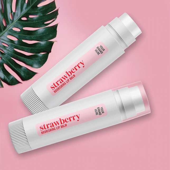 Feminine Modern Pink Girly Makeup Lip Balm Tube Etiketten (Trendy lip balm tube label in feminine blush pink with space for the scent and brand name)