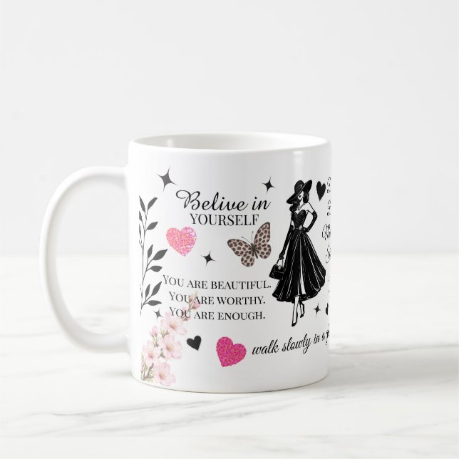 Feminine Motivational Quote Design  Kaffeetasse (Links)