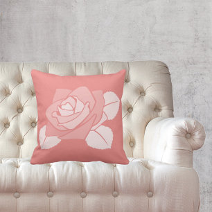 Feminine Pale Red Rose Blossom Silhouette Kissen